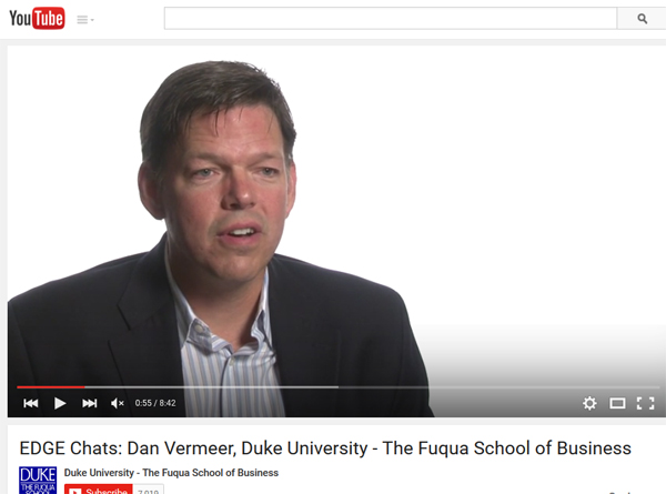 Video interview: Dan Vermeer, executive director, EDGE, Fuqua School of Business, Duke University