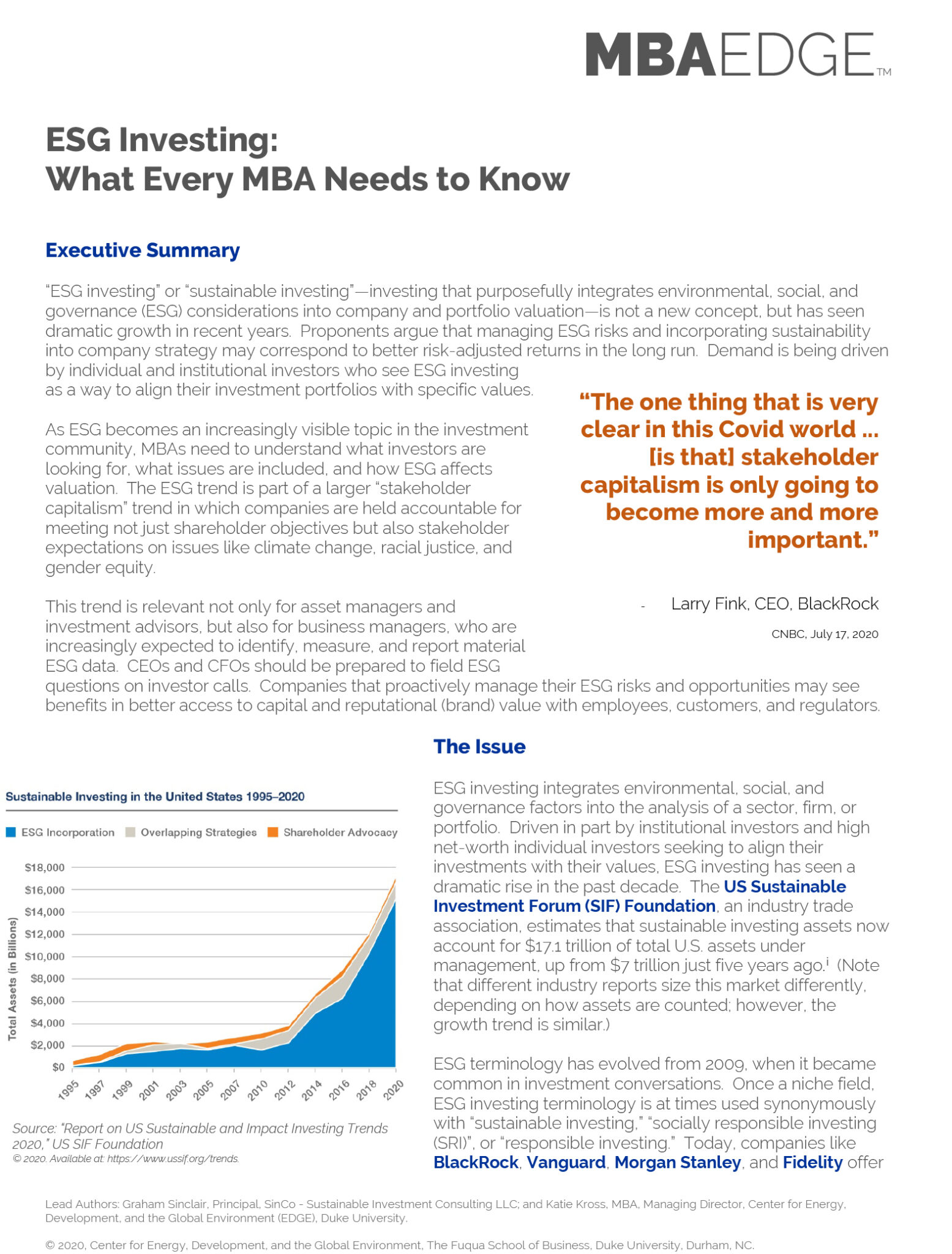 ESG Investing: What Every MBA Needs To Know - EDGE